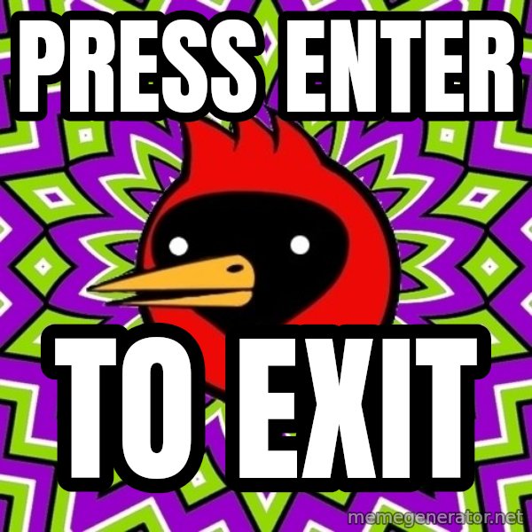Omsk Crow meme: PRESS ENTER / TO EXIT