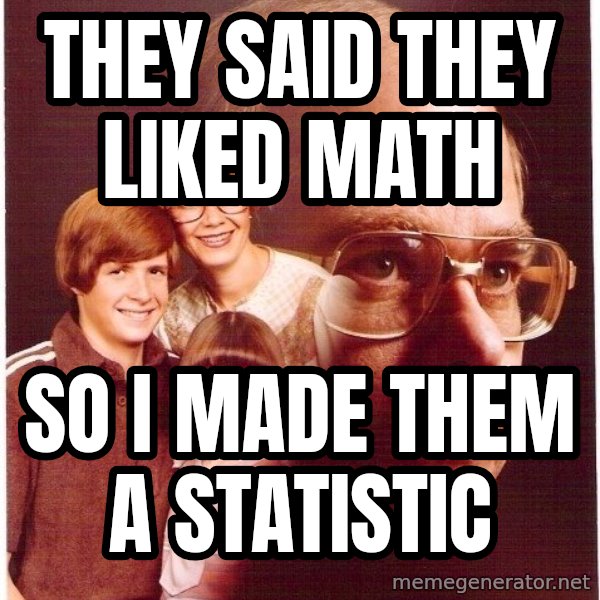 Vengeance Dad meme: THey Said They Liked Math / SO I made them a Statistic