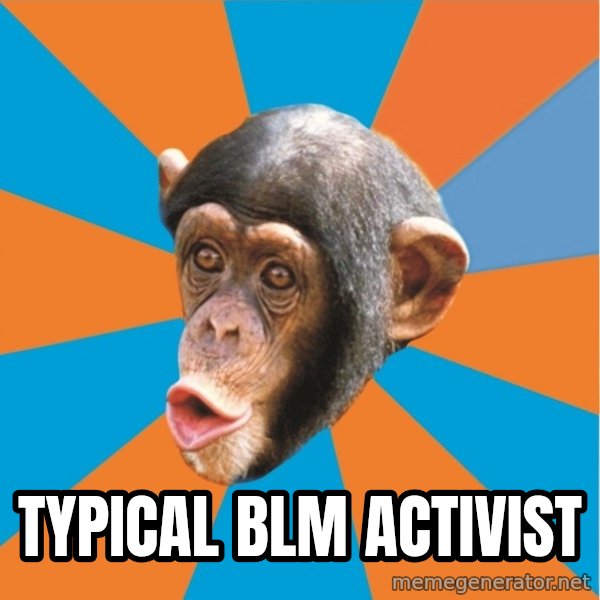 Stupid Monkey meme: typical blm activist